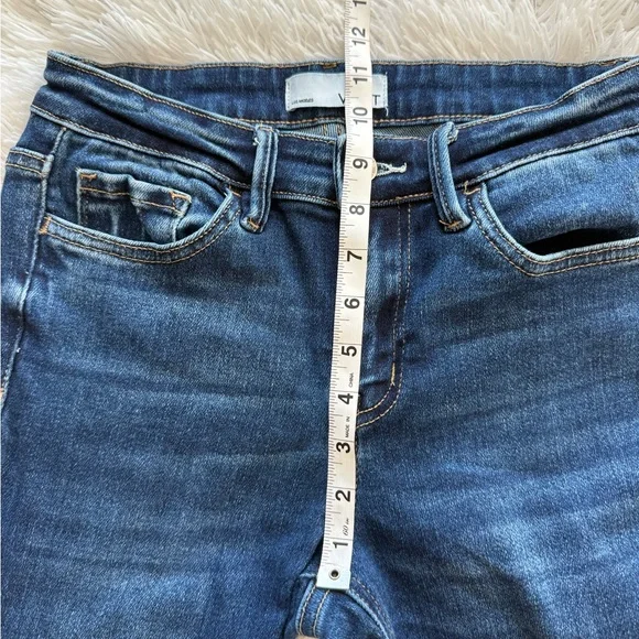 Vervet Dark Blue Raw Hem Cropped Jeans - Picture 6 of 12